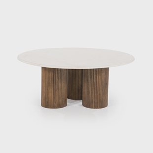 Eleonora Ronde Salontafel 'Xavi' Marmer en mangohout, 90cm