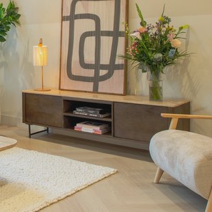 Eleonora TV-meubel 'Lio' Mangohout en Travertin, 170cm