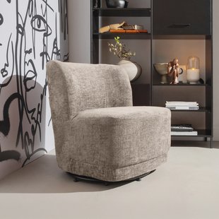 WOOOD Draaifauteuil 'Atty' Structure Velvet, kleur Zand
