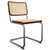 Thonet S 32 V Stoel - Beuken mahonie (TP 34) gebeitst - kunststofglijder zwart met vilt