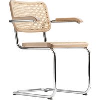 Thonet S 64 V Stoel - Blank gelakt beukenhout - kunststofglijder zwart met vilt
