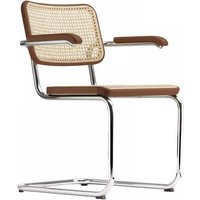 Thonet S 64 V Stoel - Beuken notenhout (TP 24) gebeitst - kunststofglijder zwart met vilt