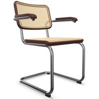 Thonet S 64 V Stoel - Beuken mahonie (TP 34) gebeitst - kunststofglijder zwart met vilt