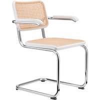 Thonet S 64 V Stoel - Beuken wit (TP 200) gelakt  - kunststofglijder zwart met vilt