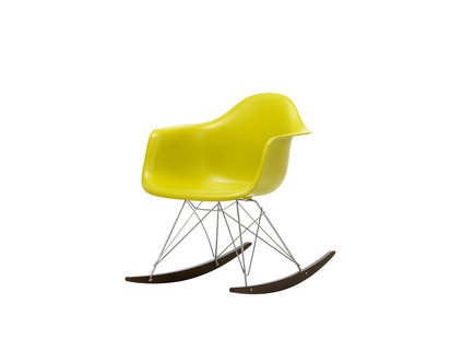 Vitra RAR Eames Plastic Armchair - sleden esdoorn donker - verchroomd - mosterd RE