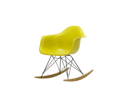 Vitra RAR Eames Plastic Armchair - mosterd RE - zwart - sleden esdoorn goudkleurig