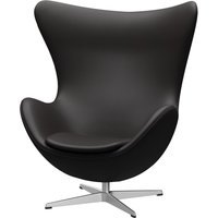 Fritz Hansen Het ei - leer Aura zwartbruin - aluminium