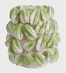 Light & Living Vaas 'Carambola' Keramiek, kleur Crème/Groen