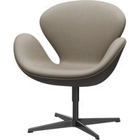 Fritz Hansen Swan Chair - leer Essential lichtgrijs - zwart
