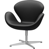 Fritz Hansen Swan Chair - leer Aura zwart - aluminium
