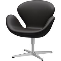 Fritz Hansen Swan Chair - leer Aura zwartbruin - aluminium