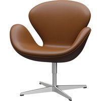 Fritz Hansen Swan Chair - aluminium - leer Aura walnoot