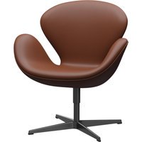 Fritz Hansen Swan Chair - leer Aura cognac - zwart