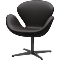 Fritz Hansen Swan Chair - zwart - leer Aura zwartbruin