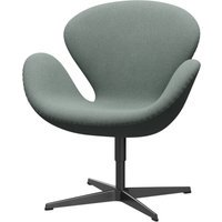 Fritz Hansen Swan Chair - zwart - ReWool 868 lichtAquamarijn/natuur