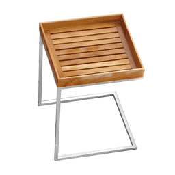 Jan Kurtz Pizzo Outdoor teak - Roestvrij staal, geslepen - 40 x 40 cm