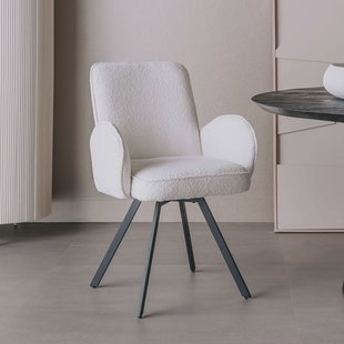 Tower Living Draaibare Eetkamerstoel 'Livo' Bouclé, kleur Wit