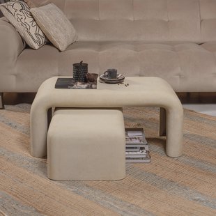 WOOOD Salontafel 'Stani' Set van 2 stuks, Betonlook, 92 x 42cm