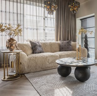 Richmond Bank 'Comfy' Fluffy 241cm, kleur Zand