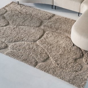 By-Boo Vloerkleed 'Kala' Wol, 200 x 300cm, kleur Taupe