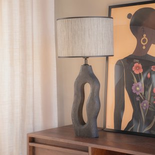 By-Boo Tafellamp 'Shiboo' Hout, 63cm hoog, kleur Zwart