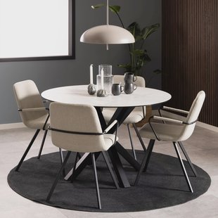 Bendt Ronde Eettafel 'Line' Keramiek, 119cm, kleur Wit