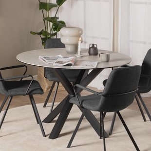 Bendt Ronde Eettafel 'Line' Keramiek, 119cm, kleur Grijs