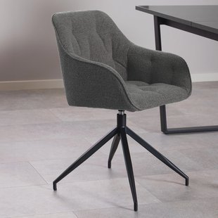 Bendt Draaibare Eetkamerstoel 'Loren' Bouclé, kleur Antraciet