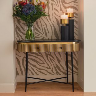 Richmond Sidetable 'Ironville' Marmer en Brass, 100cm