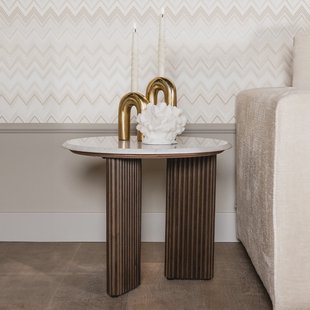 Richmond Bijzettafel 'Mayfield' Mangohout en marmer, 55cm