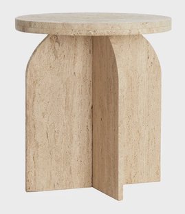 Light & Living Bijzettafel 'Otinia' Travertin, 48cm hoog, kleur Zand