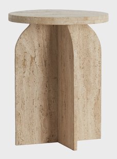 Light & Living Bijzettafel 'Otinia' Travertin, 56cm hoog, kleur Zand