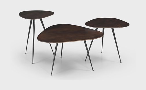 Brix Salontafel 'Loua' Mangohout, Set van 3 stuks, kleur bruin