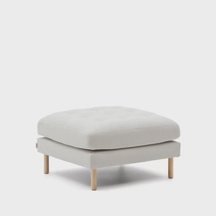 Kave Home Hocker 'Debra' Naturel poot, Chenille, kleur Beige