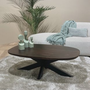 Livingfurn Deens ovale Salontafel 'Jesper' 120 x 75cm, kleur Donkerbruin