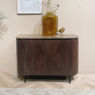 Livingfurn Dressoir 'Noor' Marmer Emperador en mangohout, 115cm