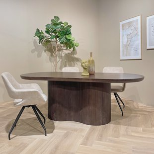 Sohome Ovale Eettafel 'Sadey' Mangohout, 300 x 110cm, kleur Bruin