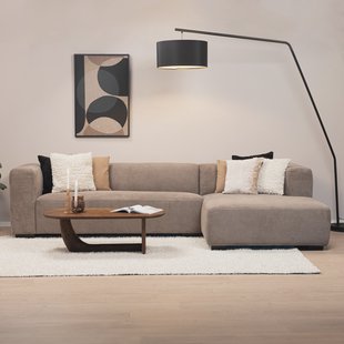 Sohome 2,5-zits Loungebank 'Moiré' Rechts, kleur Lichtbruin