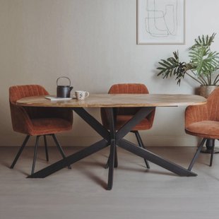 Tower Living Eettafel 'Silvi' Deens ovaal, Mangohout, 180 x 100cm