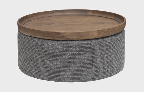 Tower Living Ronde Salontafel 'Ossana' Mangohout en stof, 80cm, kleur Grijs