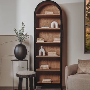 Tower Living Wandkast 'Rotondi' Mangohout en eikenfineer, 220 x 70cm, kleur Zwart