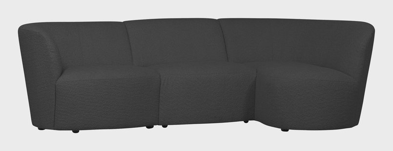 WOOOD 3-zits Loungebank 'Coco' Rechts, Bouclé, kleur Donkergrijs