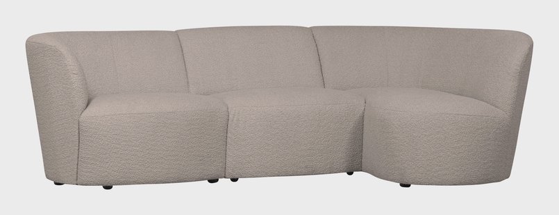 WOOOD 3-zits Loungebank 'Coco' Rechts, Bouclé, kleur Zand