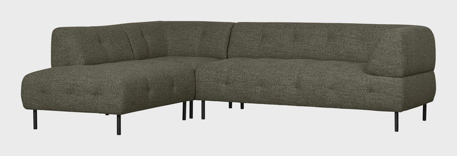 WOOOD Hoekbank 'Lloyd' Links, Geweven stof, kleur Groen Melange