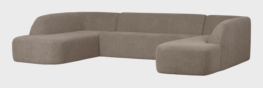 WOOOD Lounge U-Bank 'Sloping' Chenille, kleur Lichtbruin