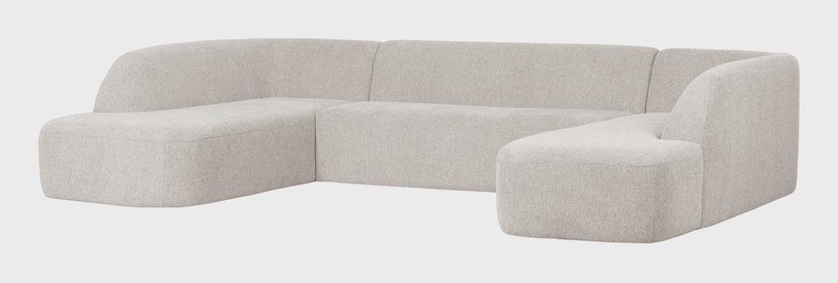 WOOOD Lounge U-Bank 'Sloping' Chenille, kleur Pearl