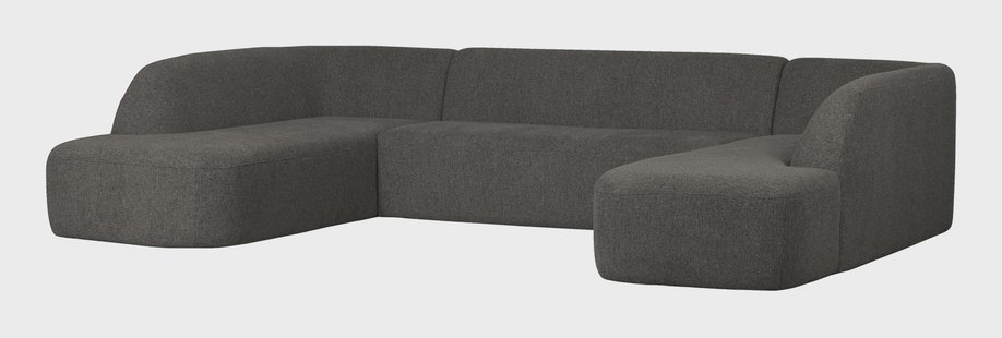 WOOOD Lounge U-Bank 'Sloping' Chenille, kleur Antraciet