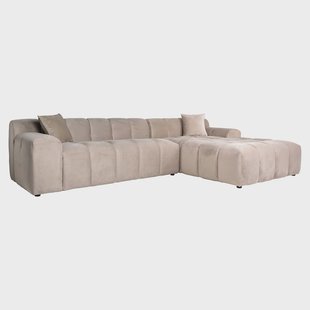 Richmond Loungebank 'Cube' Rechts, Velvet, kleur Khaki