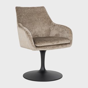 Richmond Draaibare Eetkamerstoel 'Marlon' Chenille, kleur Taupe