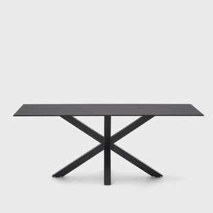 Kave Home Eettafel 'Argo' Glas, 200 x 100cm, kleur Mat Zwart